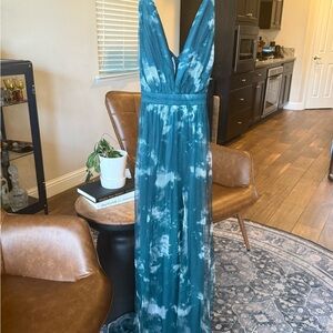 Elegacy Moment Emerald Green Tie-Dye Backless Maxi Dress and White Maxi Dress